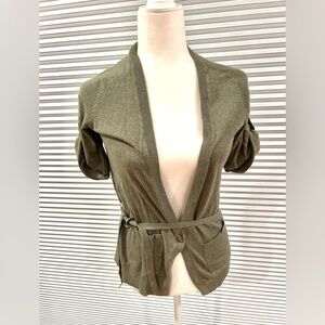 Gap Women’s Sage Green Wrap Sweater Cardigan With Tie Belt Size XS 100% Cotton